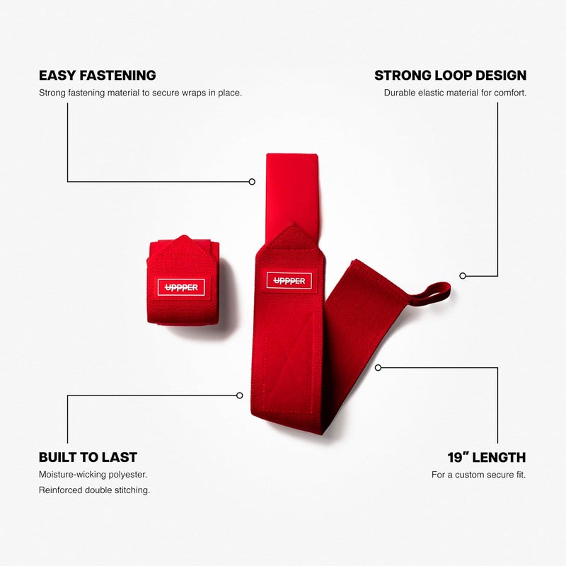 UPPPER Store Wrist Wraps for Weightlifting – 19" Lifting Wrist Support with Thumb Loop for Bench Press, Powerlifting, and Gym Workouts for Men & Women | Premium Fitness Gear - Image 2